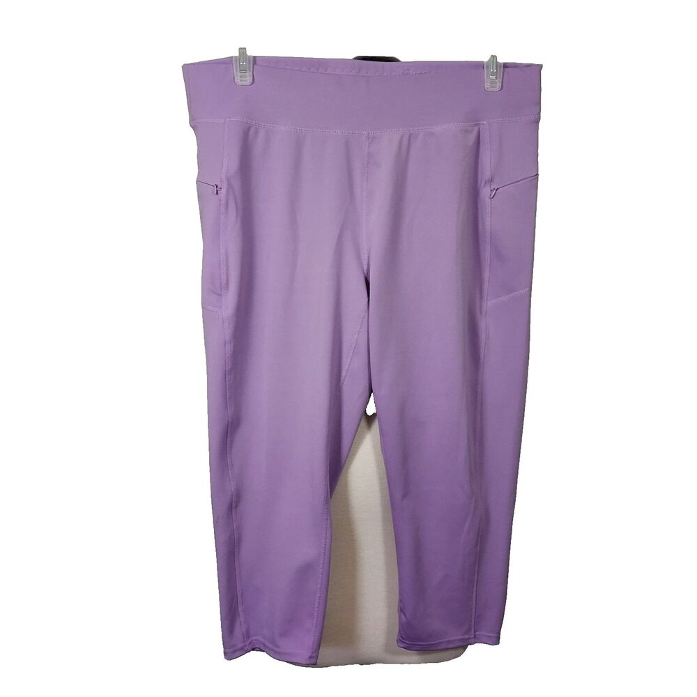 R.A.G Womens Capris Legging Pants Plus Size 2X Purple Pockets Stretch Activewear